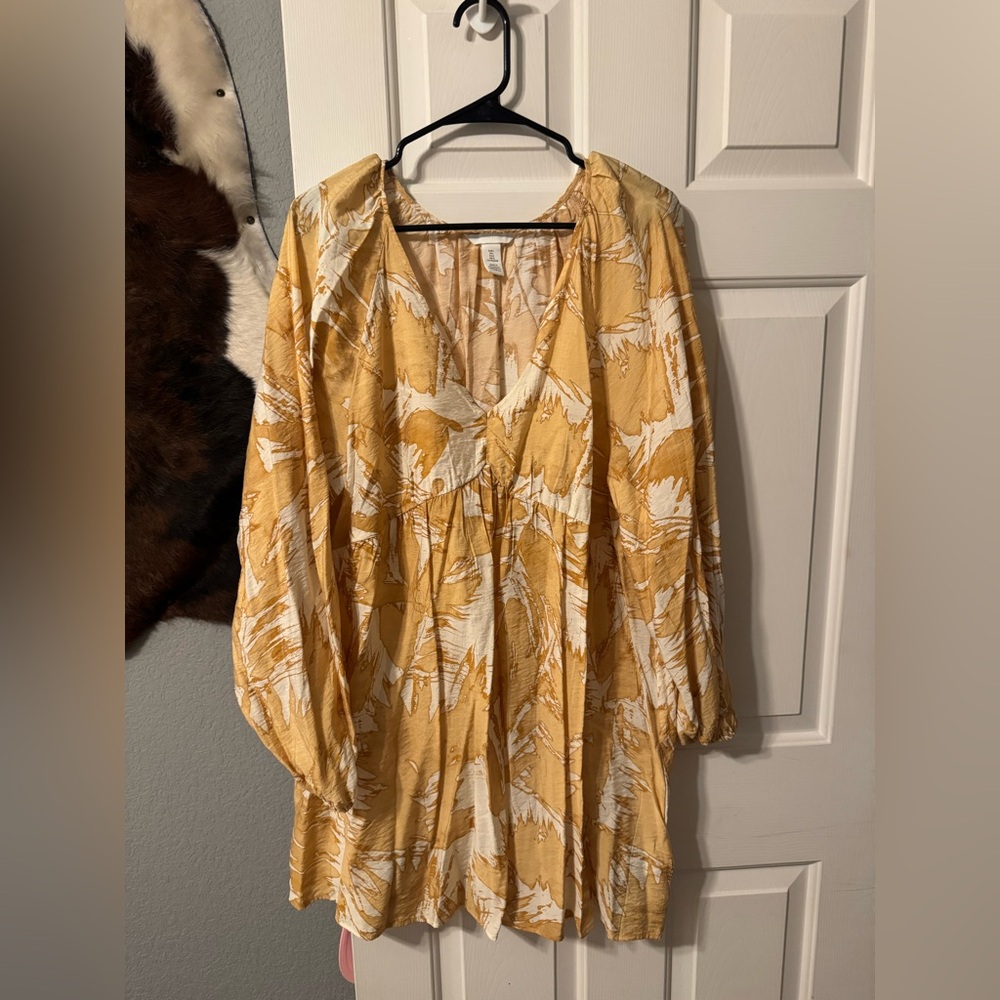 Yellow Floral V-Neck Dress